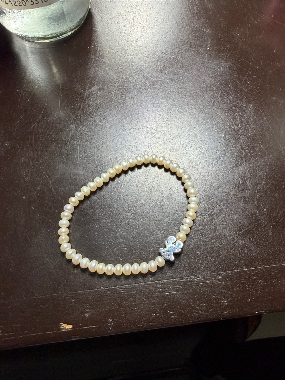 Tous Pearl Stretch Bracelet with Sterling Silver Bear
